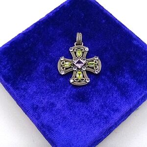 Sterling Silver 925 Citrine and Amethyst Pendant